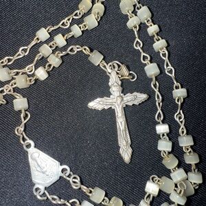 Rosary Necklace Italy 1830 vintage mother of pearls child rosary